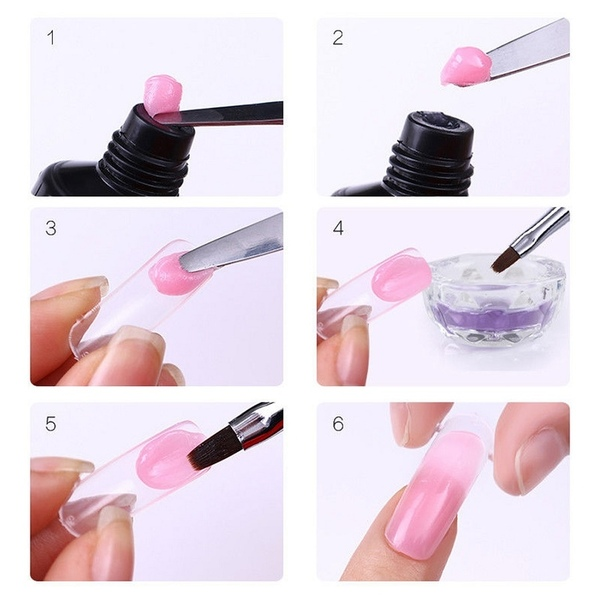 Nail extensions โPolygel nail extensions shaped and cured on natural nails.โ